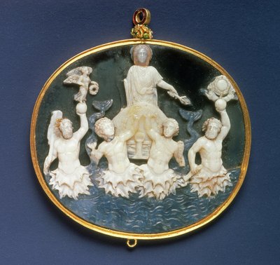 Cammeo commemorativo della vittoria navale di Ottaviano (63 a.C.-14 d.C.) su Marco Antonio (c.82-30 a.C.) nella battaglia di Azio, 31 a.C. (sardonica) da Roman